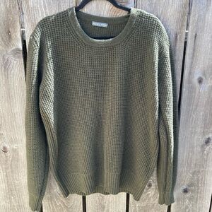 Men's Slate & Stone Green Waffle-Knit Sweater L Button Yoke Stretch Cashmere